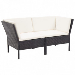 8-tlg. Garten-Lounge-Set Paola mit Auflagen Poly Rattan Schwarz