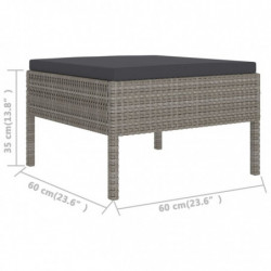 8-tlg. Garten-Lounge-Set Paolina mit Auflagen Poly Rattan Grau