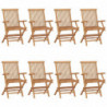Gartenstühle mit Grauen Kissen 8 Stk. Massivholz Teak