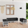 7-tlg. Garten-Lounge-Set Namir mit Kissen Kiefer Massivholz