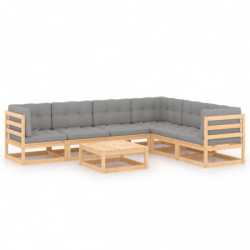 7-tlg. Garten-Lounge-Set Nana mit Kissen Kiefer Massivholz