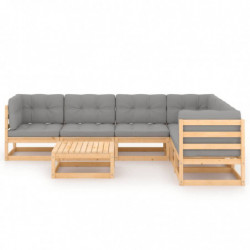 7-tlg. Garten-Lounge-Set Nana mit Kissen Kiefer Massivholz