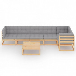 7-tlg. Garten-Lounge-Set Nancy mit Kissen Kiefer Massivholz