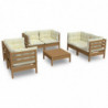 7-tlg. Garten-Lounge-Set Nane mit Kissen Kiefer Massivholz