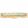 8-tlg. Garten-Lounge-Set mit Creme Kissen Massivholz Kiefer