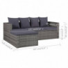 4-tlg. Garten-Lounge-Set Fenno mit Auflagen Poly Rattan Grau