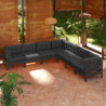 7-tlg. Garten-Lounge-Set mit Kissen Schwarz Kiefer Massivholz