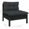 7-tlg. Garten-Lounge-Set mit Kissen Schwarz Kiefer Massivholz