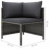 9-tlg. Garten-Lounge-Set mit Kissen Poly Rattan Grau