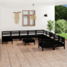 12-tlg. Garten-Lounge-Set Schwarz Massivholz Kiefer