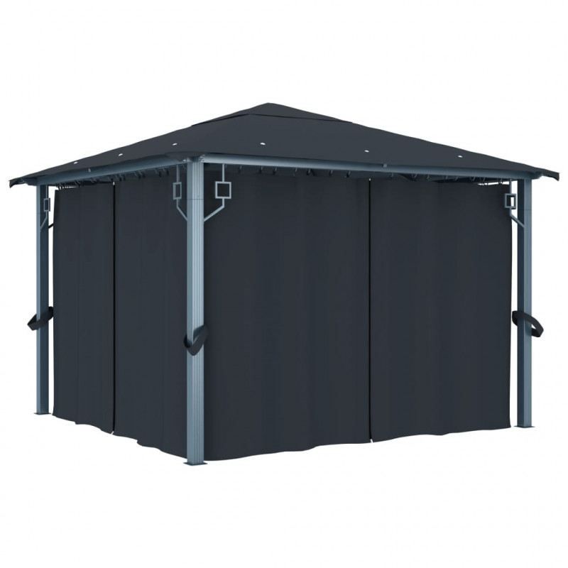 Pavillon Wadjda mit Vorhängen 300×300 cm Anthrazit Aluminium