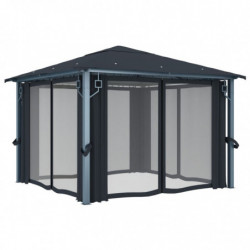 Pavillon Wadjda mit Vorhängen 300×300 cm Anthrazit Aluminium