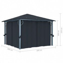 Pavillon Wadjda mit Vorhängen 300×300 cm Anthrazit Aluminium