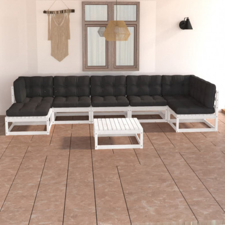 8-tlg. Garten-Lounge-Set mit Kissen Kiefer Massivholz