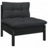 8-tlg. Garten-Lounge-Set mit Kissen Schwarz Kiefer Massivholz