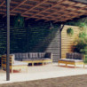 8-tlg. Garten-Lounge-Set mit Grauen Kissen Kiefer Massivholz