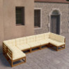 7-tlg. Garten-Lounge-Set Kissen Honigbraun Kiefer Massivholz