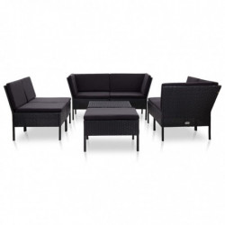 8-tlg. Garten-Lounge-Set mit Auflagen Poly Rattan Schwarz