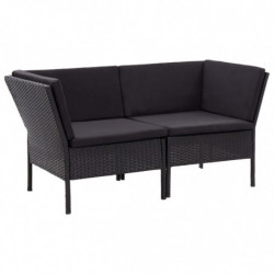 8-tlg. Garten-Lounge-Set mit Auflagen Poly Rattan Schwarz