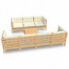 8-tlg. Garten-Lounge-Set mit Creme Kissen Massivholz Kiefer