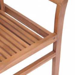 Essstühle 6 Stk. mit Cremeweißen Kissen Massivholz Teak