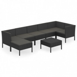 8-tlg. Garten-Lounge-Set mit Auflagen Poly Rattan Schwarz