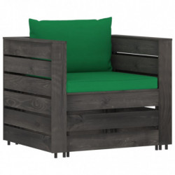 6-tlg. Garten-Lounge-Set mit Kissen Grau Imprägniertes Holz