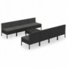 9-tlg. Garten-Lounge-Set mit Auflagen Poly Rattan Schwarz