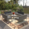 9-tlg. Garten-Lounge-Set Remigia mit Auflagen Poly Rattan Grau