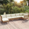 7-tlg. Garten-Lounge-Set mit Kissen Honigbraun Kiefernholz