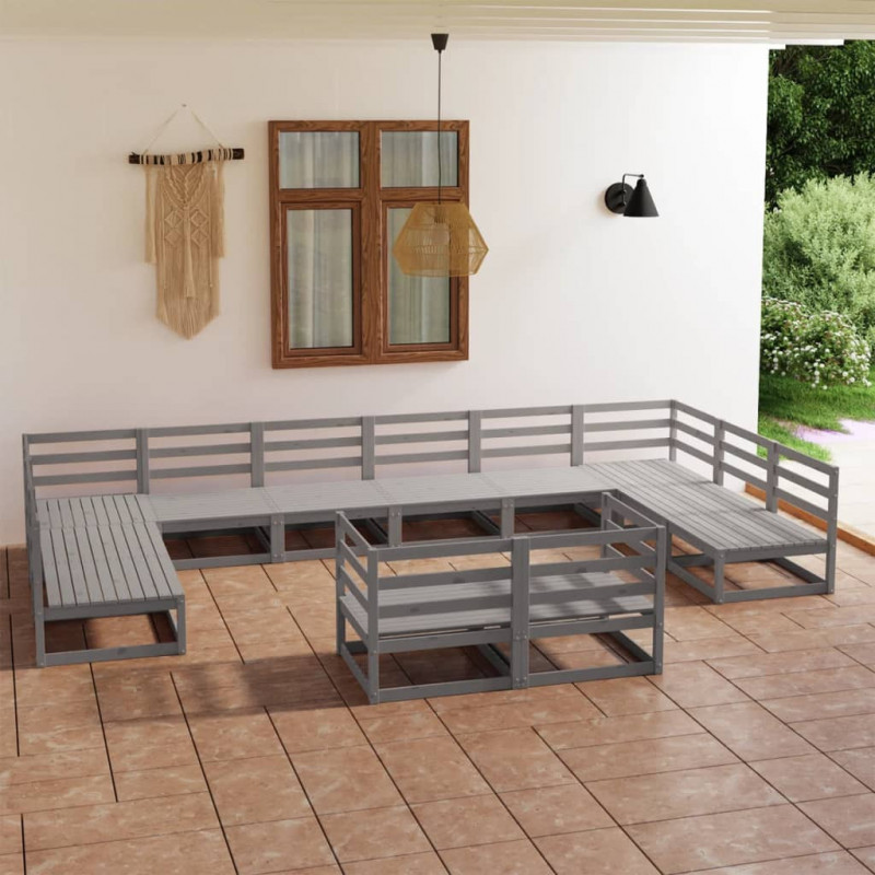 12-tlg. Garten-Lounge-Set Massivholz Kiefer