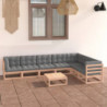 8-tlg. Garten-Lounge-Set mit Kissen Massivholz Kiefer