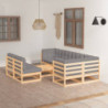 8-tlg. Garten-Lounge-Set mit Kissen Massivholz Kiefer