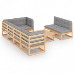 8-tlg. Garten-Lounge-Set mit Kissen Massivholz Kiefer