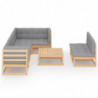 8-tlg. Garten-Lounge-Set mit Kissen Massivholz Kiefer