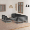 8-tlg. Garten-Lounge-Set mit Kissen Kiefer Massivholz