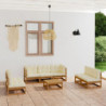 8-tlg. Garten-Lounge-Set mit Kissen Kiefer Massivholz