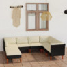 8-tlg. Garten-Lounge-Set mit Kissen Poly Rattan Schwarz