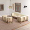 7-tlg. Garten-Lounge-Set Natacha mit Kissen Kiefer Massivholz