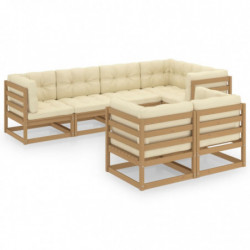 7-tlg. Garten-Lounge-Set Natacha mit Kissen Kiefer Massivholz