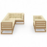 7-tlg. Garten-Lounge-Set Natacha mit Kissen Kiefer Massivholz