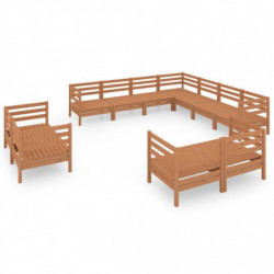 11-tlg. Garten-Lounge-Set Massivholz Kiefer Honigbraun