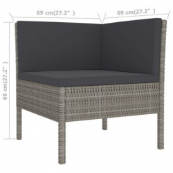 8-tlg. Garten-Lounge-Set Patrice mit Auflagen Poly Rattan Grau