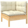 9-tlg. Garten-Lounge-Set mit Creme Kissen Massivholz Kiefer