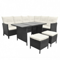 4-tlg. Garten-Lounge-Set Felian mit Auflagen Poly Rattan Schwarz