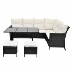 4-tlg. Garten-Lounge-Set Felian mit Auflagen Poly Rattan Schwarz