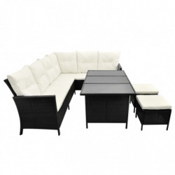 4-tlg. Garten-Lounge-Set Felian mit Auflagen Poly Rattan Schwarz