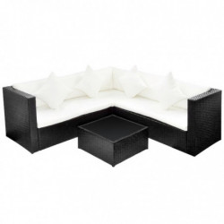 4-tlg. Garten-Lounge-Set Felias mit Auflagen Poly Rattan Schwarz