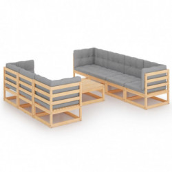 8-tlg. Garten-Lounge-Set mit Kissen Massivholz Kiefer