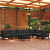 8-tlg. Garten-Lounge-Set mit Kissen Schwarz Massivholz Kiefer